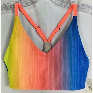 Women's Rainbow Ombre Sports Bralette - Neon Strap